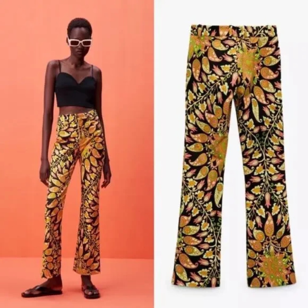 Zara paisley flare pants. Blogger favorite, NWOT  X Large